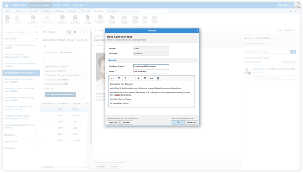 Screenshot HR Recruiting Dashboard