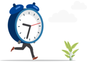 Illustration einer klassischen Weckeruhr mit zwei Beinen unten