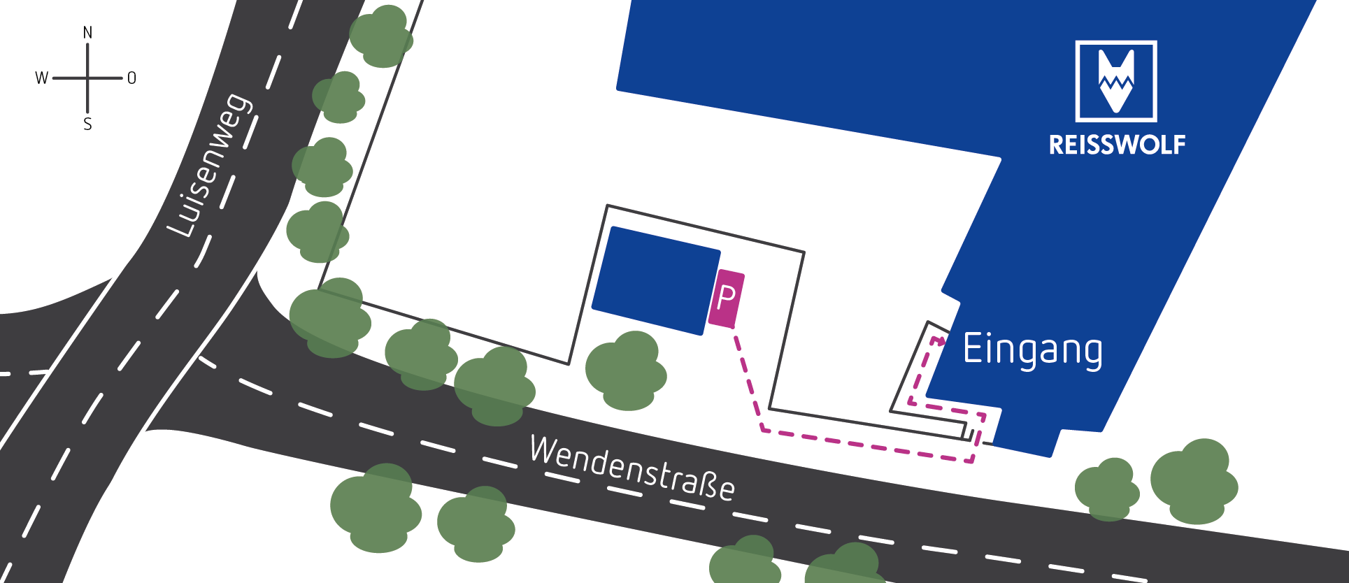 Karte mit Anfahrtsbeschreibung zum Standort von REISSWOLF